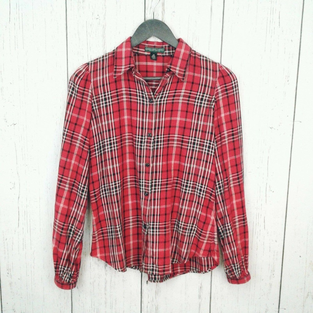 RALPH LAUREN Jeans Plaid Long Sleeve Shirt Sz XS